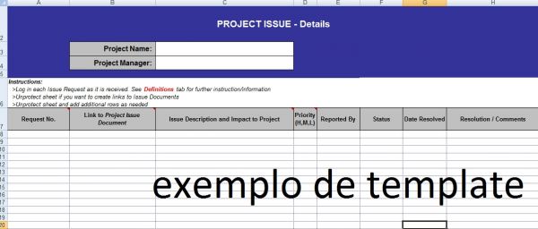 Log de registro de pendências do projeto